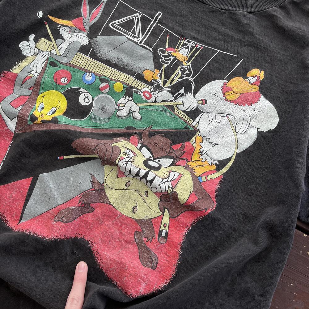 (XL) Vintage 90s Looney Tunes Taz Bugs Tweety Daffy Foghorn Pool T-Shirt - Picture 5 of 6